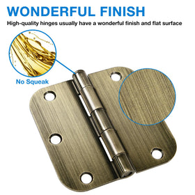 TDCHINGES antique brass door hinges pack shot highlighting 72 screws for quick installation