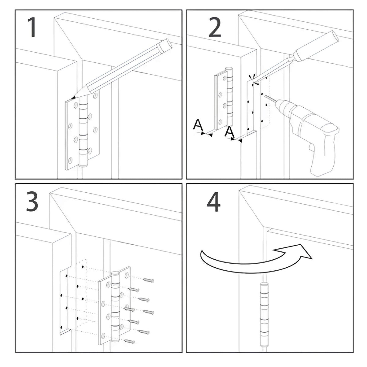 TDCHINGES matte black hinge suitable for sheds and outdoor structures when interior mounting is used.