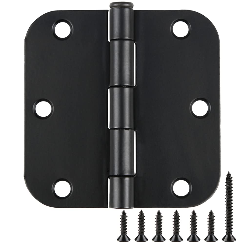 TDCHINGES rounded matte black door hinge front view for interior doors