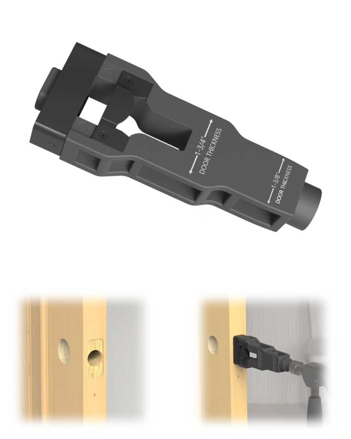 TDCQFFF Door Latch Tool front view showing compact, sturdy design for precise flush installations