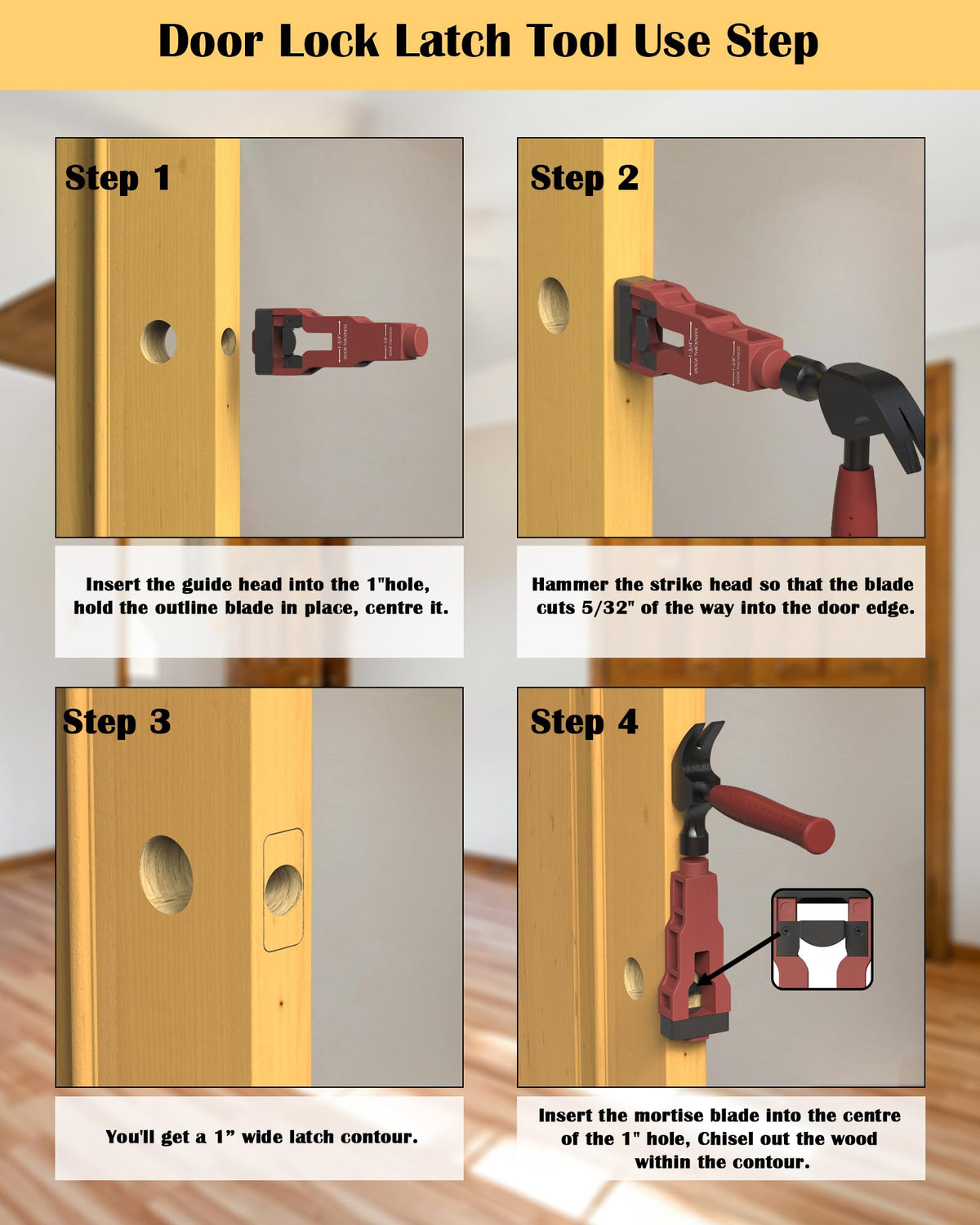 TDCQFFF strike head and mortise blade removing material efficiently