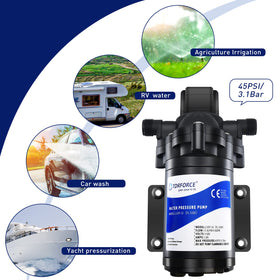 TDRFORCE 45 psi booster pump increases pressure for outdoor irrigation.