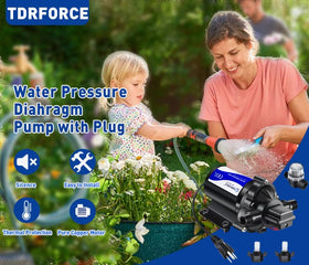 TDRFORCE diaphragm water pump connections with reliable inline flow.