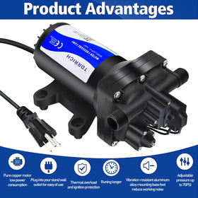 TDRRICH inlet/outlet connections highlight easy installation on boats or gardens.