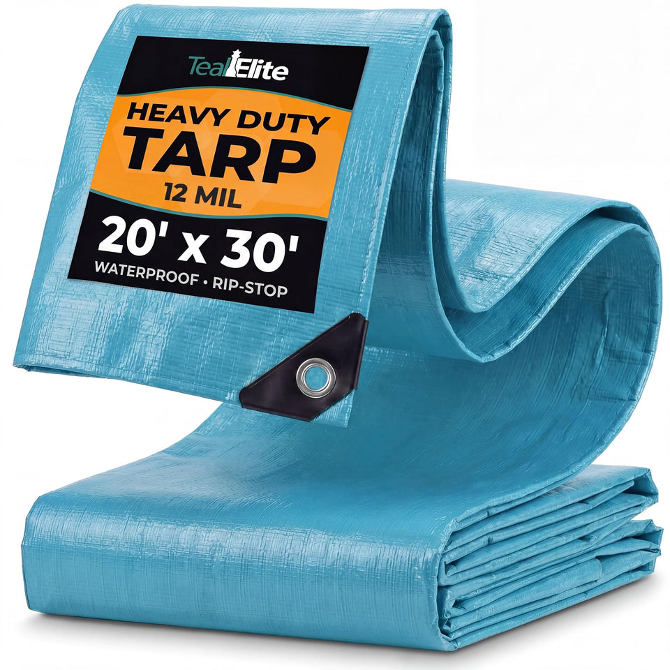 Teal Elite heavy duty tarp 20x30 blue for outdoor protection and camping
