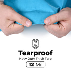 Teal Elite tarp with reinforced edging blue for tear resistance