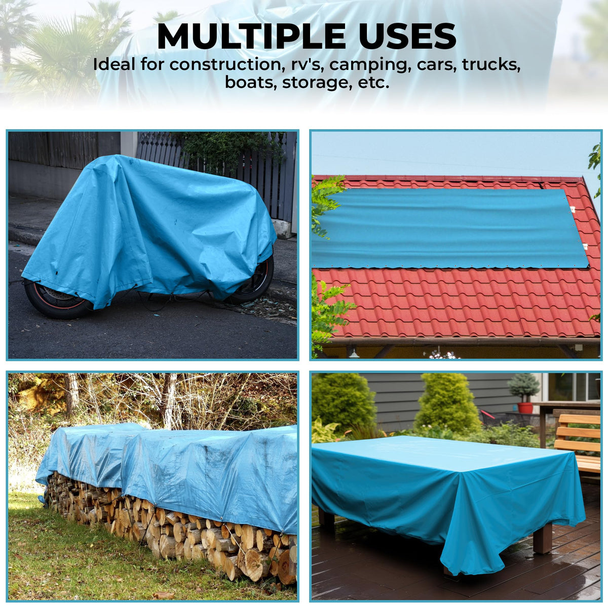 Teal Elite tarp multipurpose use for camping tents and outdoor gear