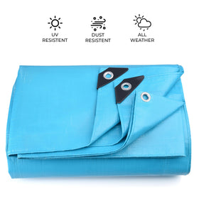Teal Elite tarp showing reinforced edging and stitching for durability