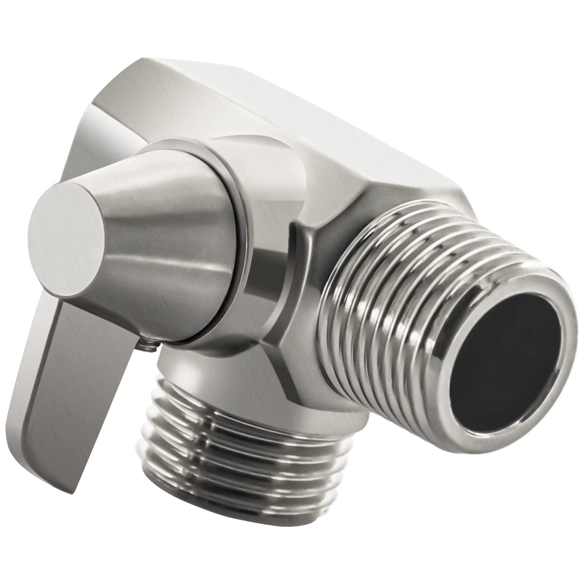Tearel 2-way shower arm diverter in brushed nickel enables easy switch between shower head and handheld.