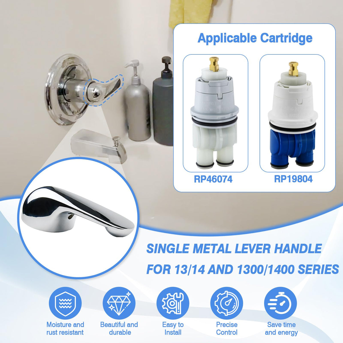 Tearel chrome lever handle for 1300/1400 series – durable precision fit.