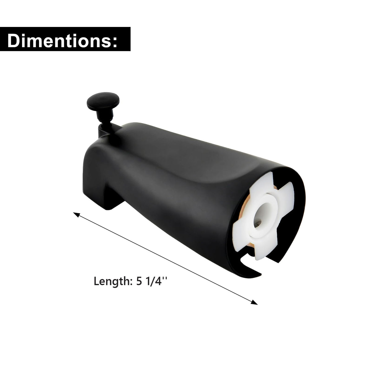 Tearel durable matte black finish on tub spout close-up