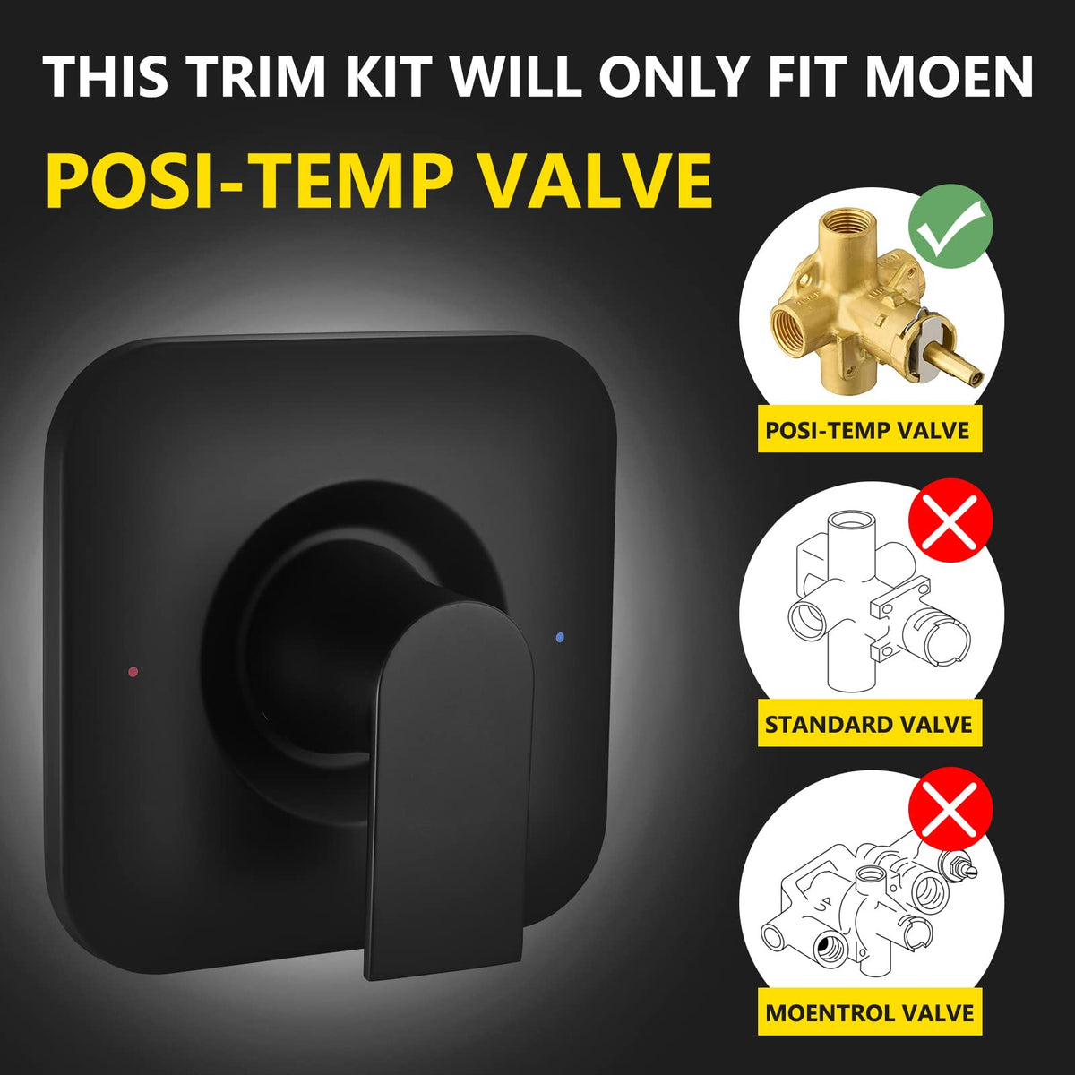 Tearel matte black trim handle close-up with temperature indicator.