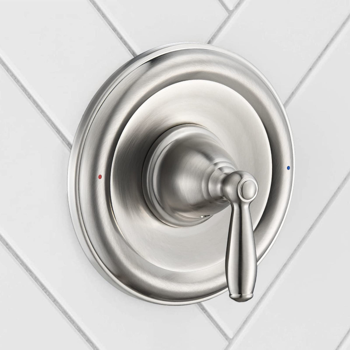 Tearel completes tub and shower setup with trim kit only, rough-in valve sold separately.