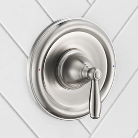 Tearel completes tub and shower setup with trim kit only, rough-in valve sold separately.