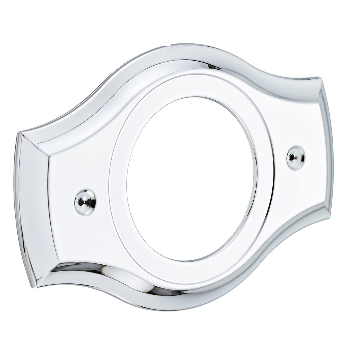 Tearel Renovation Cover Plate closeup in chrome finish enhances bathroom aesthetics.
