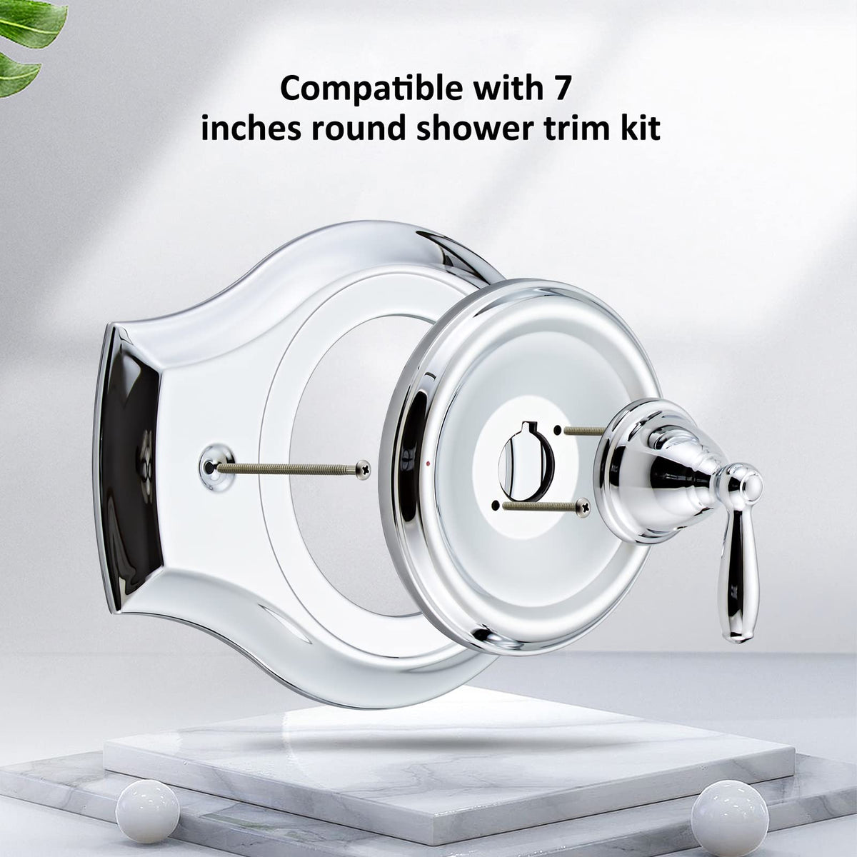 Tearel Renovation Cover Plate installed on a shower shows clean, seamless valve hole concealment.