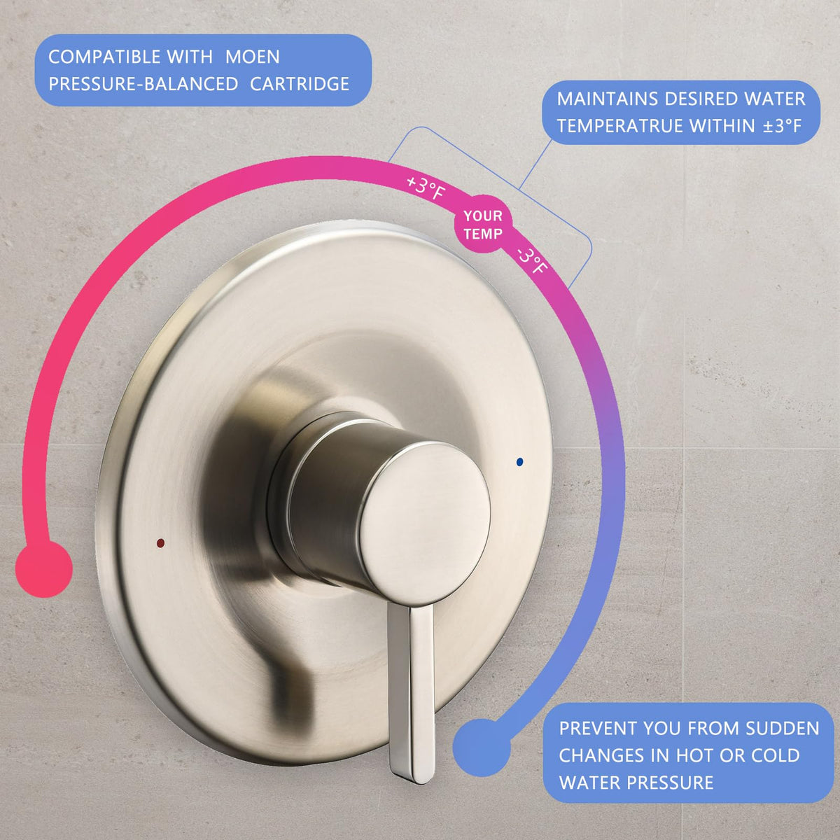 Tearel rust-resistant brushed nickel finish stays like-new with daily use.
