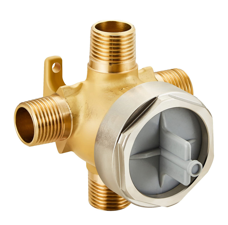 Tearel shower diverter rough-in valve D R11000 front view, brass construction for durability