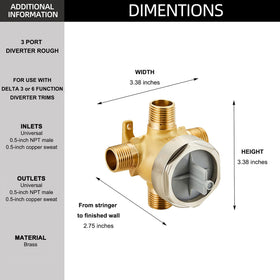 Tearel diverter with 3-setting option enabling flexible shower configurations
