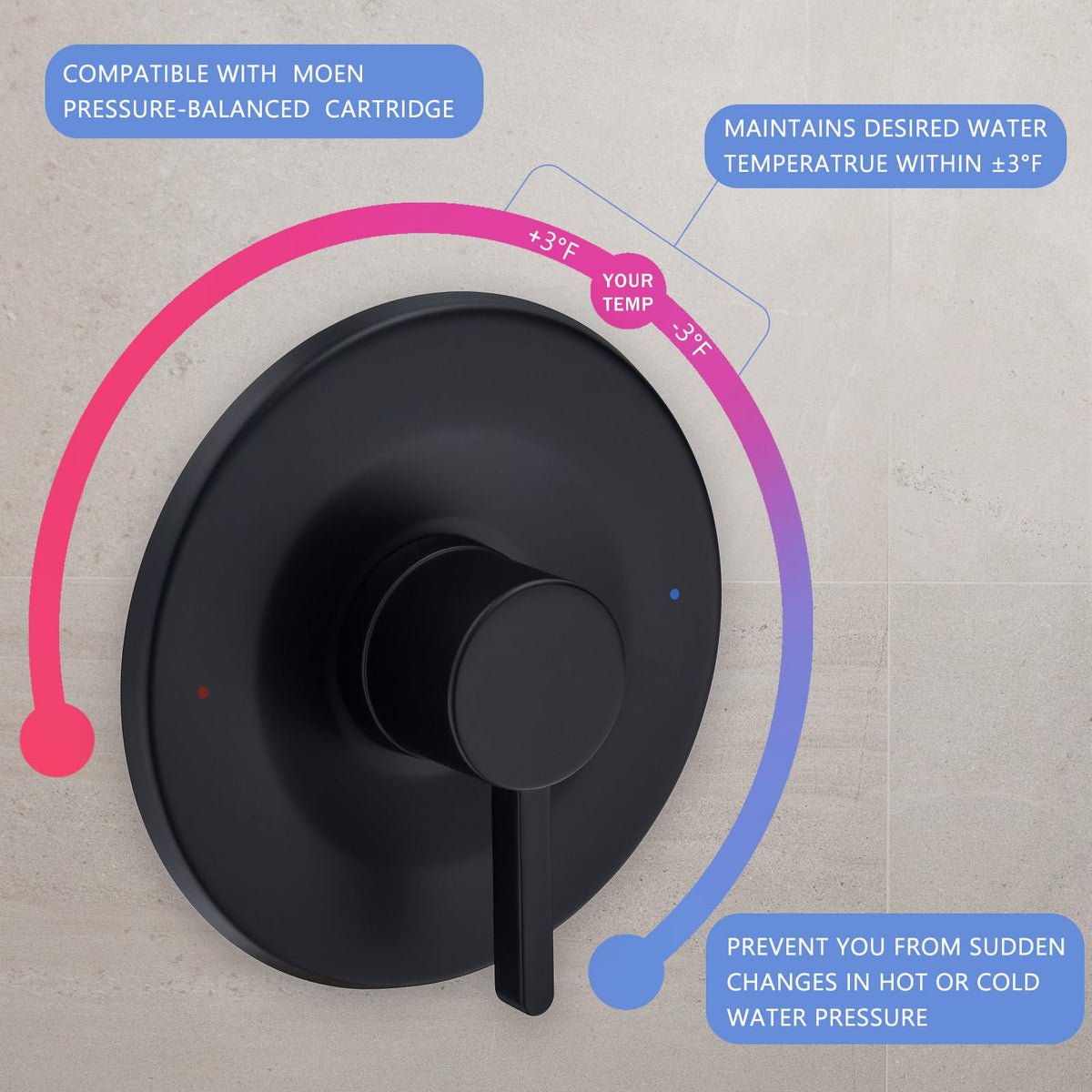 Tearel single-dial control simplifies temperature adjustment for daily use.