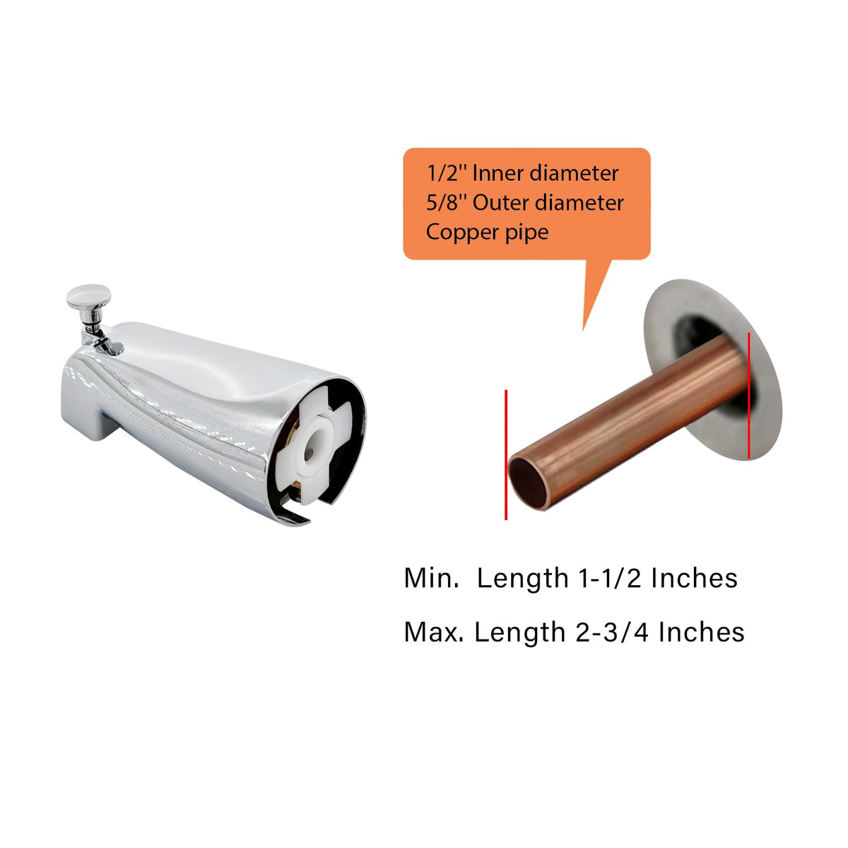 Tearel Slip Fit Tub Spout chrome diverter action demonstrates quick switching.