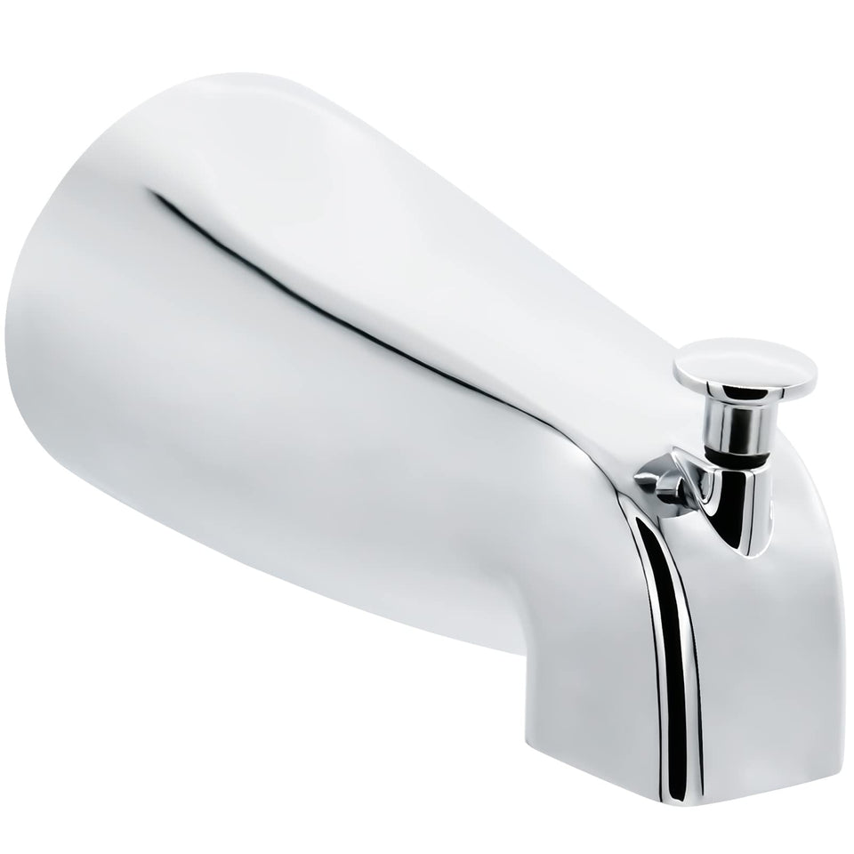 Tearel Slip Fit Tub Spout chrome overview highlights durable metal construction.