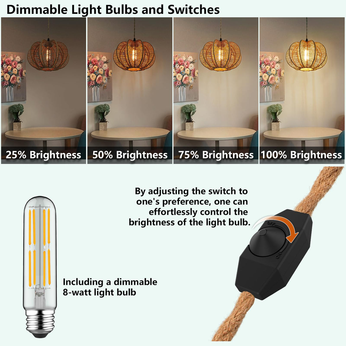 tebio dimmable switch and LED bulb offer customizable brightness