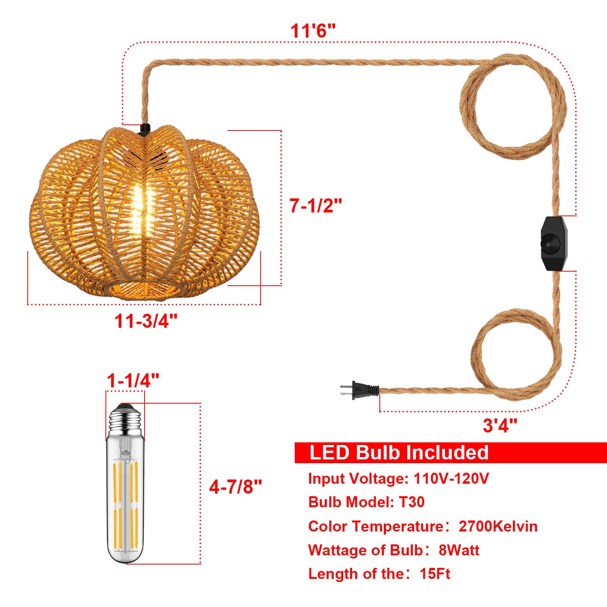 tebio hemp rope 15ft cord allows adjustable hanging height