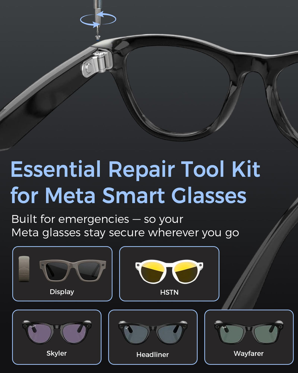 TECBUDD Magnetic Screwdriver Bits; secure tiny screws during precise glasses repair.