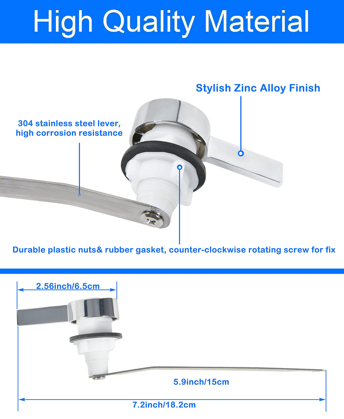 TECETOOL front-mount lever close-up showing durable metal construction.