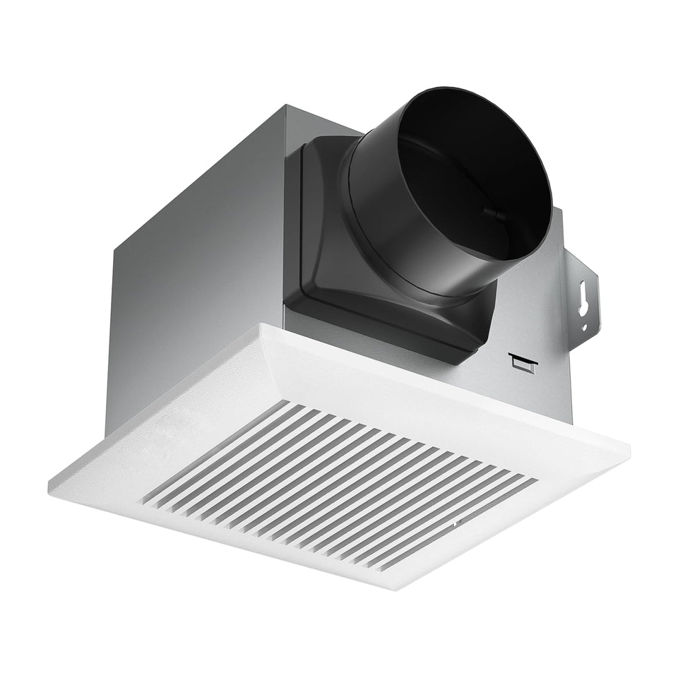 Tech Drive quiet bathroom exhaust fan in action delivering 80 CFM airflow.