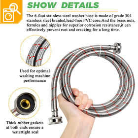 Techecook 6ft red hot water hose, color-coded for safe hot water connection