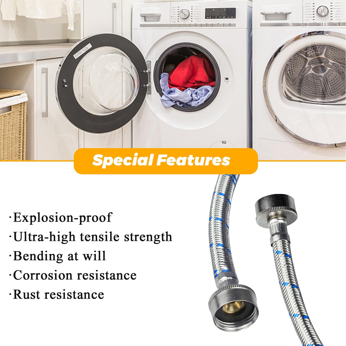 Techecook universal 3/4-inch NPT connection for easy washer hose installs