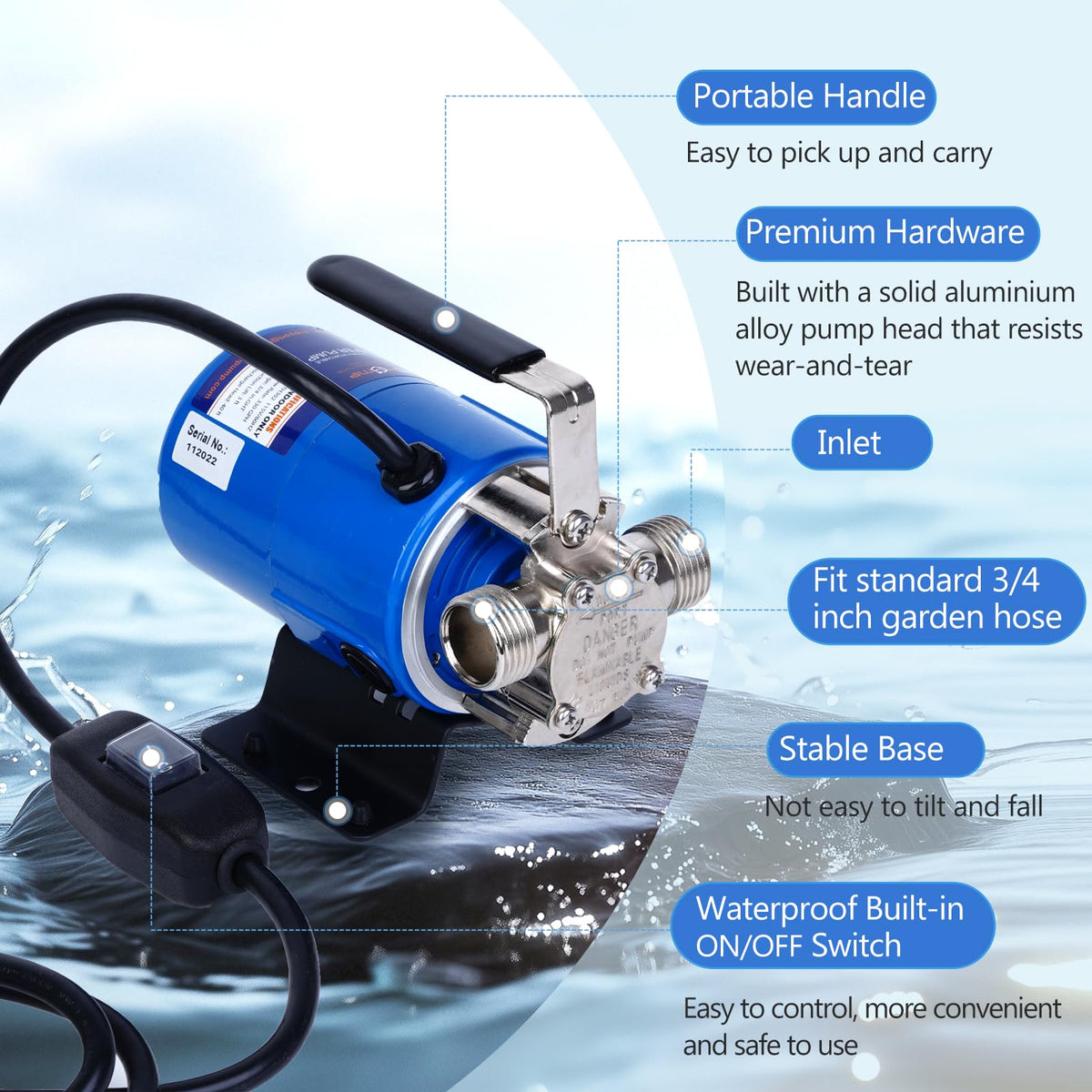 TecHome water pump hose 6ft inlet-outlet demonstrates flexible connections.