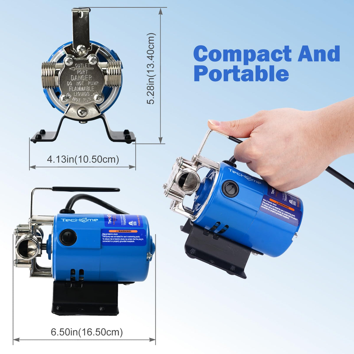 TecHome water pump on-off switch highlights safe, simple operation.