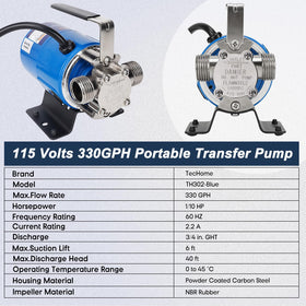 TecHome water pump suction hose enables quick surface drain.