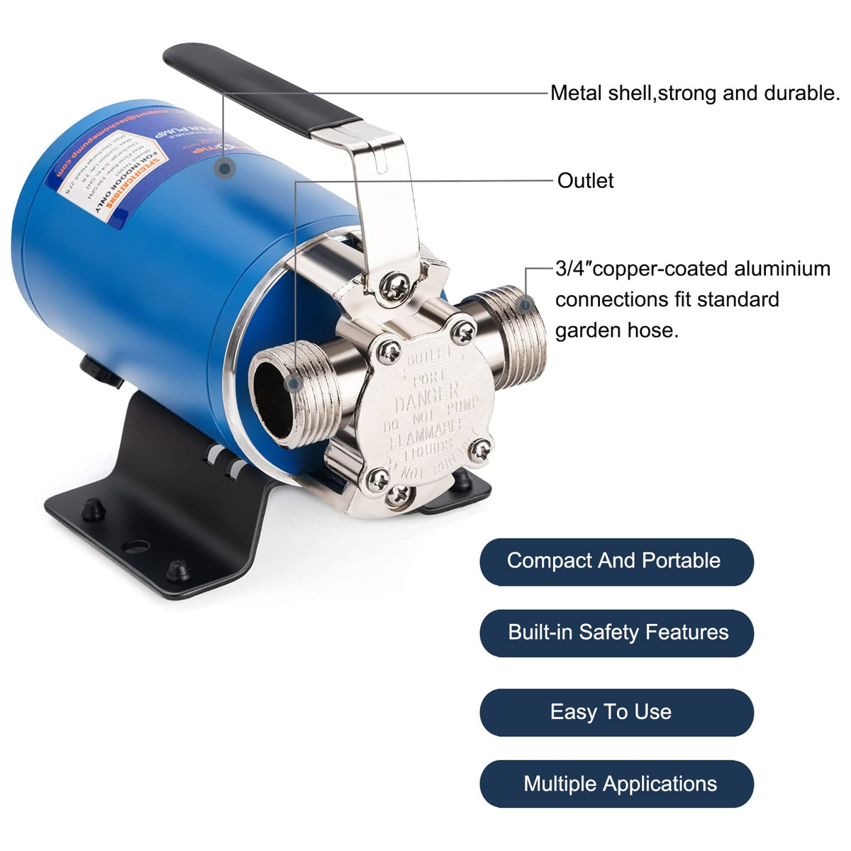 TecHome water suction strainer attachment helps keep debris out.