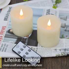  TECHLONG 3x3 inch ivory candle lasts 600+ hours on timer.