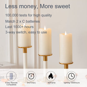 TechLong battery candles offering 1000+ hours of warm light.