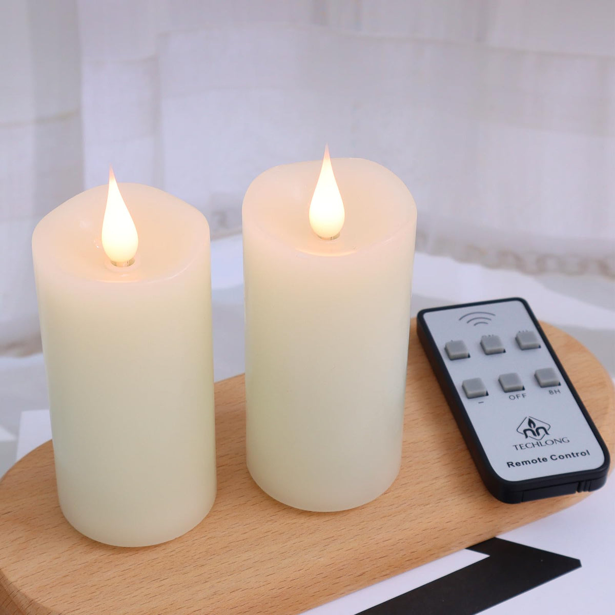 TechLong dinner-table candle offering safe, long-lasting ambiance