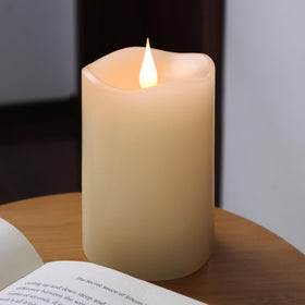 TECHLONG flameless candle with 3D flame offering a lifelike glow.