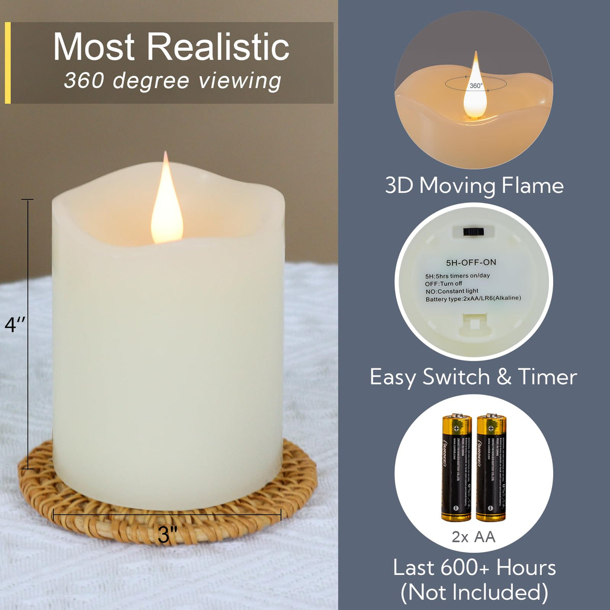 TECHLONG ivory candle with a remote timer for effortless event lighting.