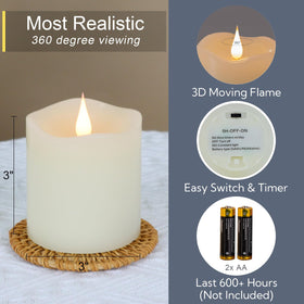 TECHLONG flameless candle with 3D moving flame enhances living room ambiance.