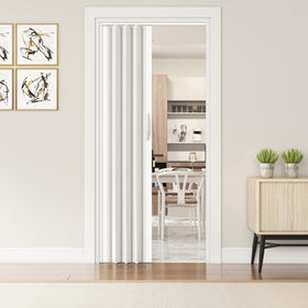 Techni Home accordion door panel close-up showing durable PVC surface.