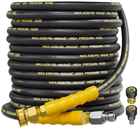 TechSweepPro 4200PSI hose with swivel quick connect simplifying setup and reducing kinks