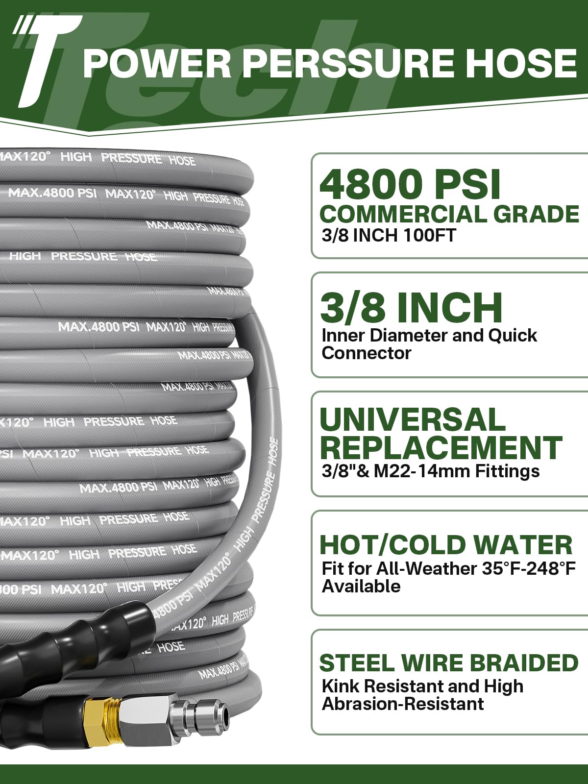 TechSweepPro swivel quick connect hose demonstrates kink free operation at any angle