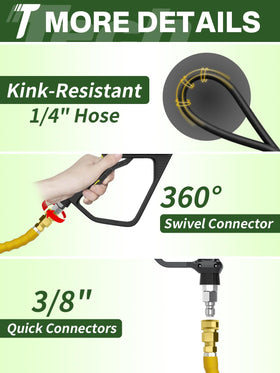  Hose compatible with hot and cold water applications from 35F to 140F