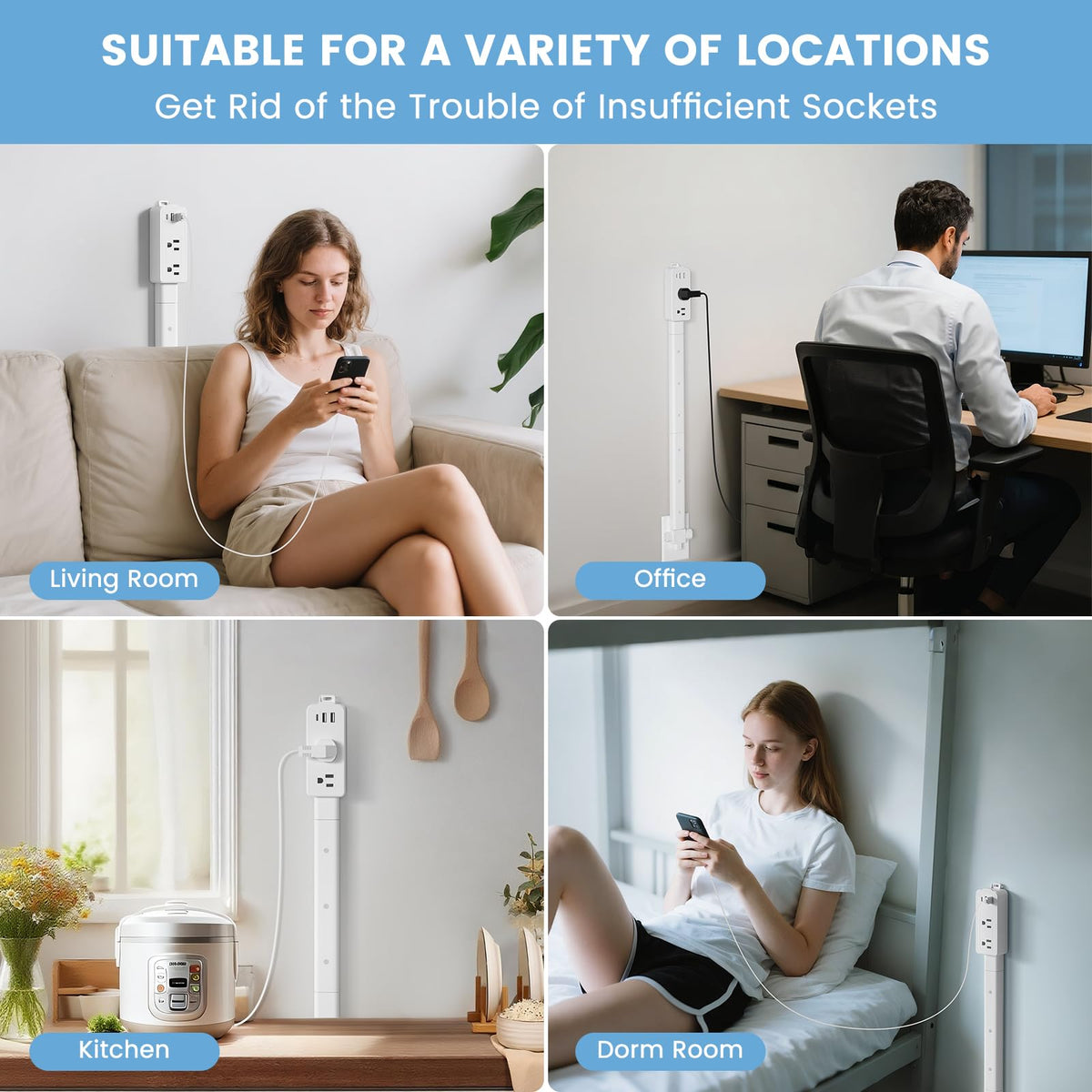 TECHY extender with damage-free mount secures to wall surfaces