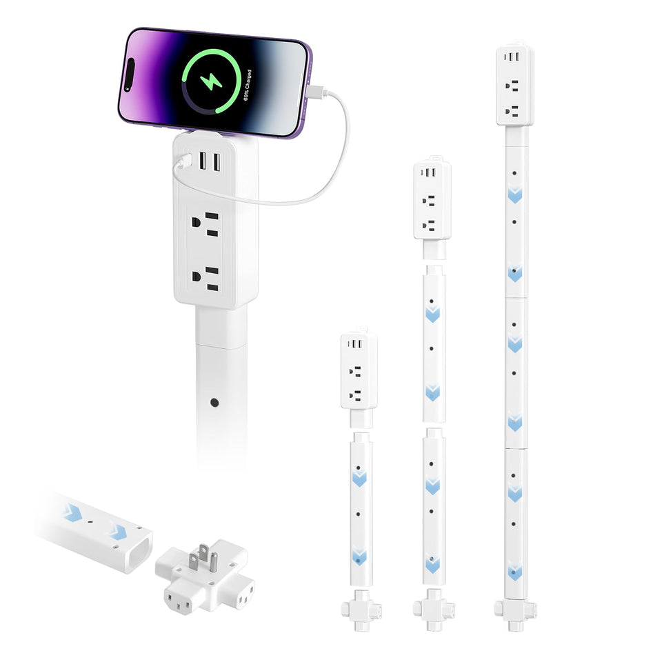 TECHY outlet extender showing 6 to 35 inch reach for flexible placement