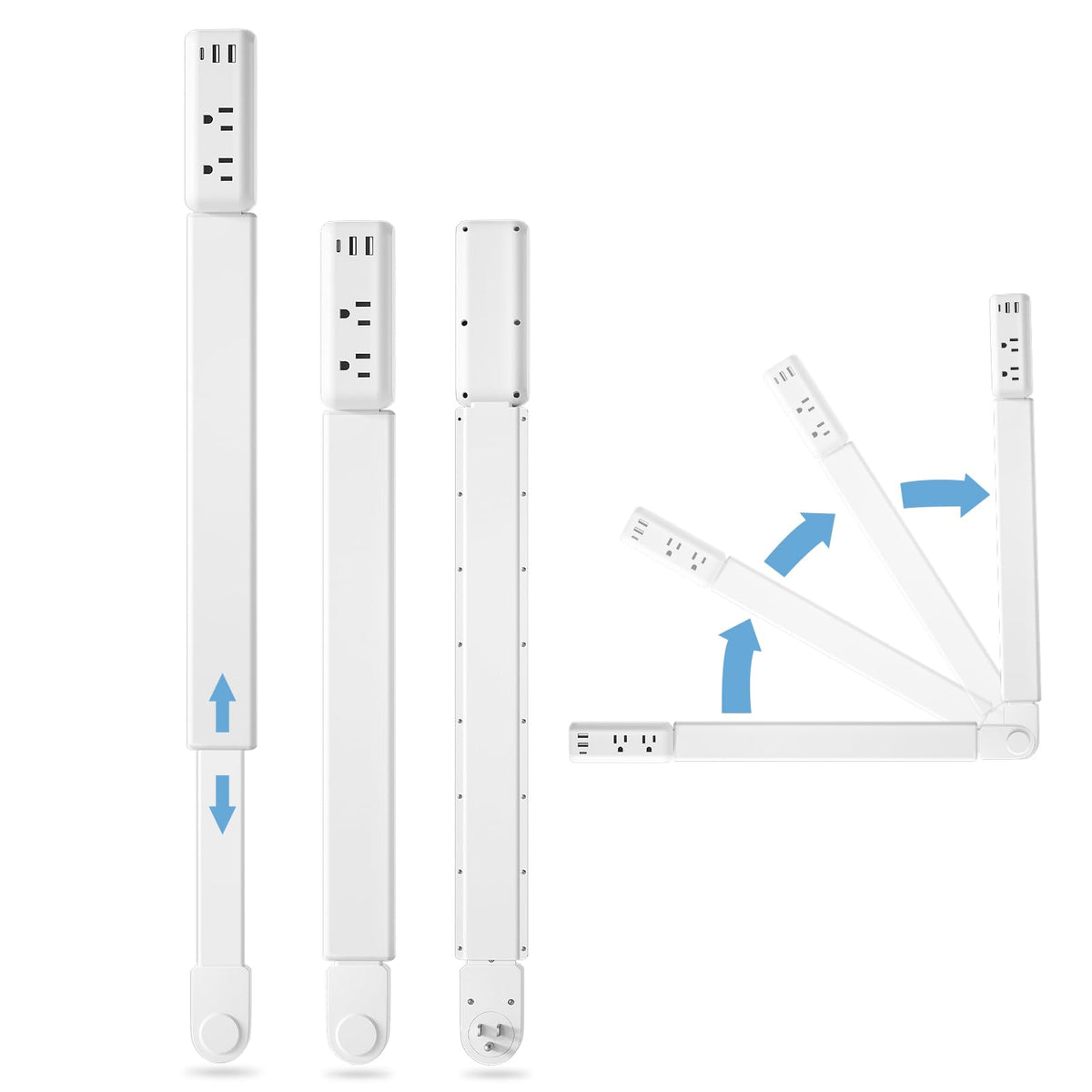 TECHY Outlet Extender Stick extends from 23 to 34 inches to reach hidden outlets.